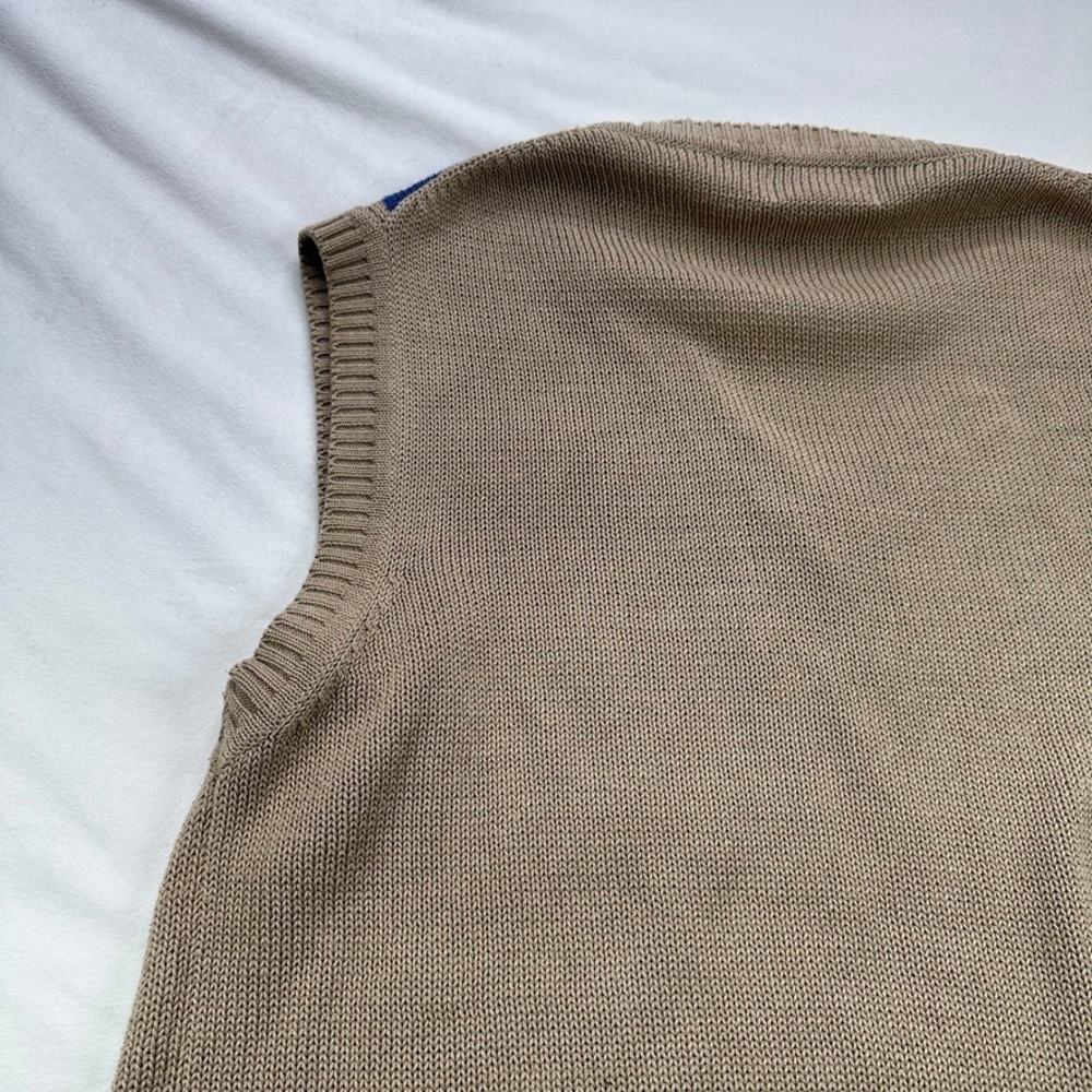 Wakefield Co Kenneth Gordon Mens L Argyle V Neck Sweater Vest Tan Brown Vintage - Picture 16 of 16